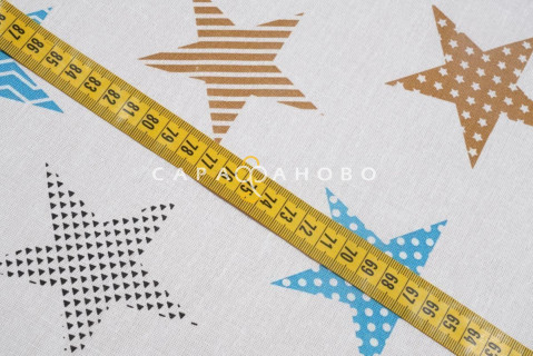 Ткань Бязь 150 см. звезды пэчворк бирюзовый рис. 8104/3