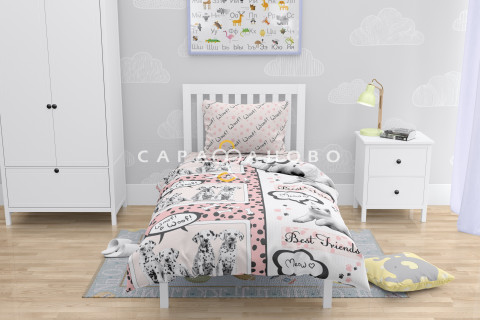 Ткань Бязь 150 см рис. 9957+9958(2) "Лапочка моя"