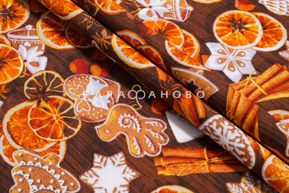 Ткань Рогожка 150 см 155 гр рис. 3050-1 Корица