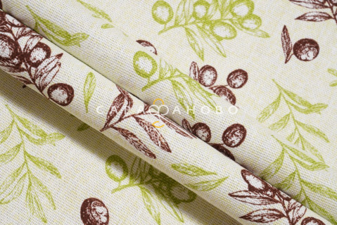 Ткань Рогожка 150 см рис.  Оливки рис. 30093/1
