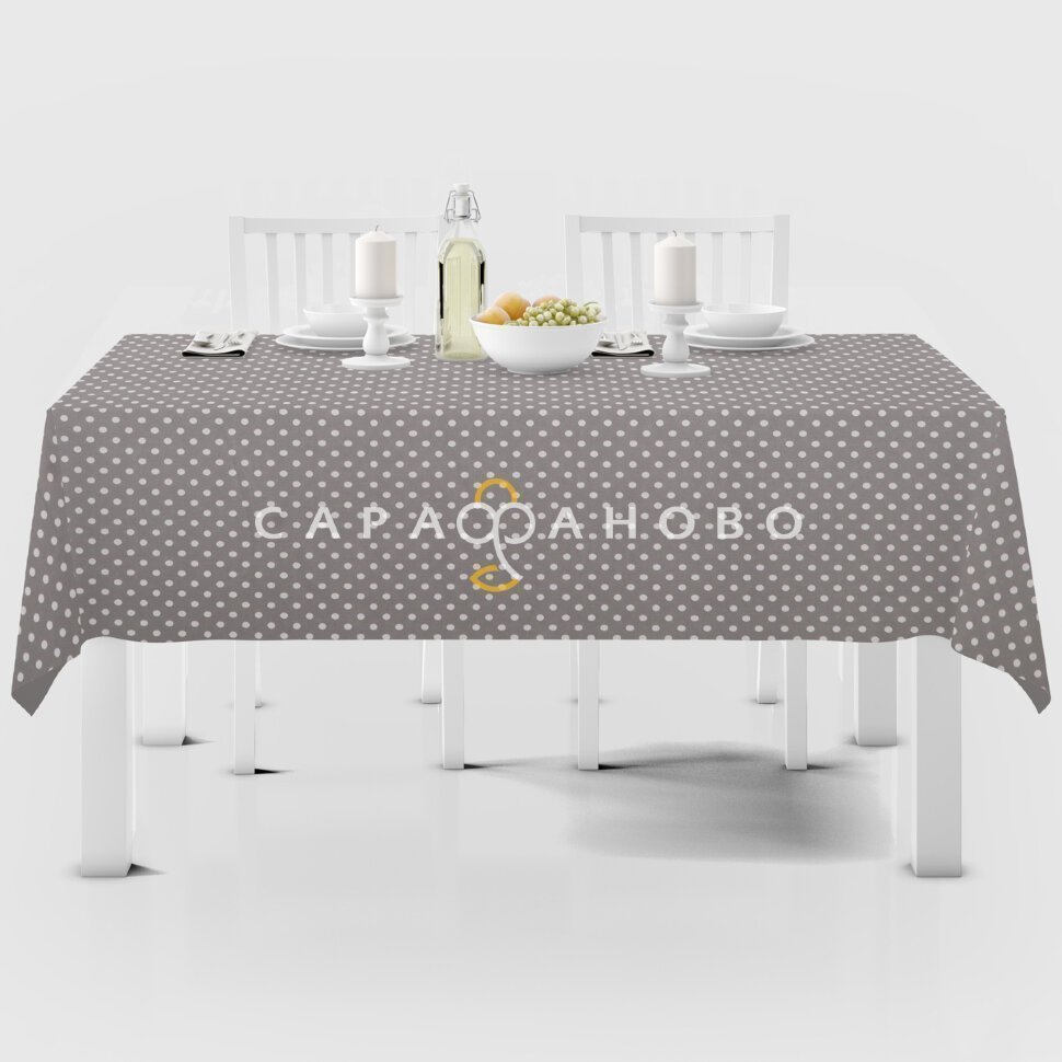 Ткань Рогожка 150 см рис. Крупный горох серый рис. 30098/39