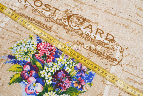 Ткань Рогожка 150 см Встреча рис 11307-1