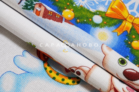 Ткань Полотно Вафельное 150 "Зимняя сказка" рис 10093-1