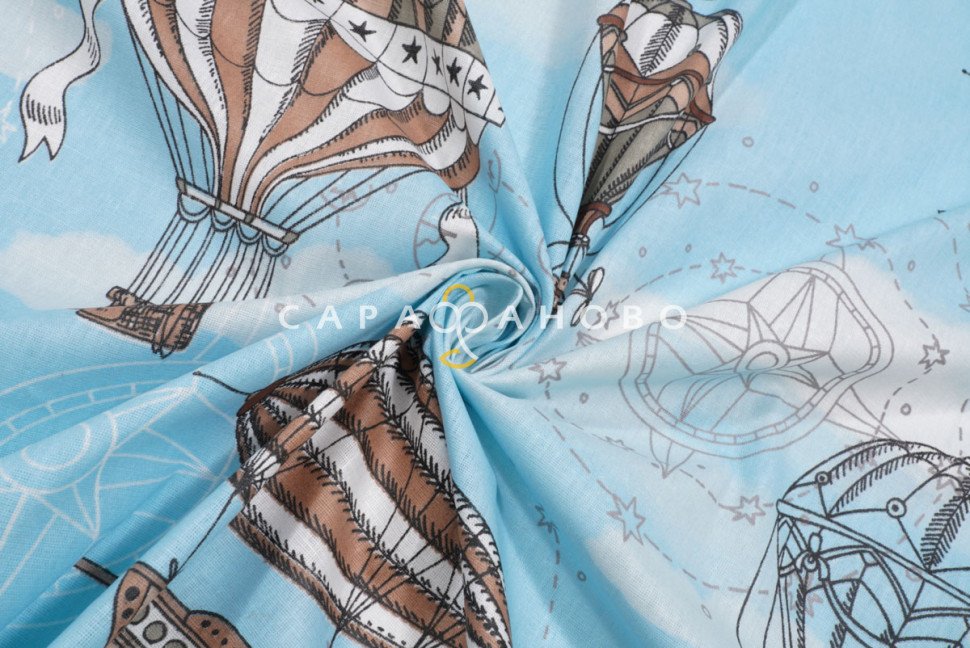 Ткань Бязь 150 см рис. 879/2 Полёт(бирюза)