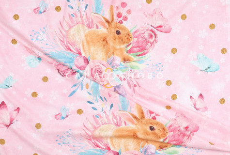 Ткань Перкаль 150 см "Весенний зайка" рис 16163 вид 1