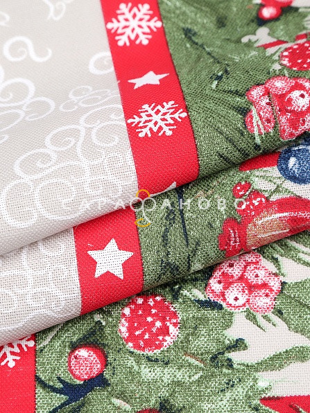 Рогожка набивная 150 см, 1254-1 Зимние чудеса 150 +/- 10 г/м2