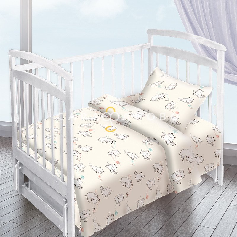 Ткань Перкаль 150 см 100 гр Котята рис 8974 вид 1