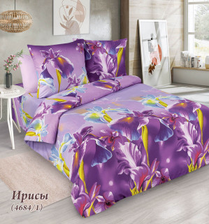 Ткань поплин 220 см 115гр рис. Ирисы 24684