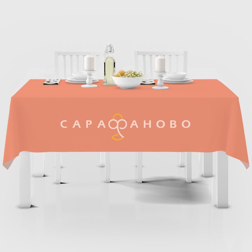 Ткань Полулён 150 см рис. 70018 Персиковый